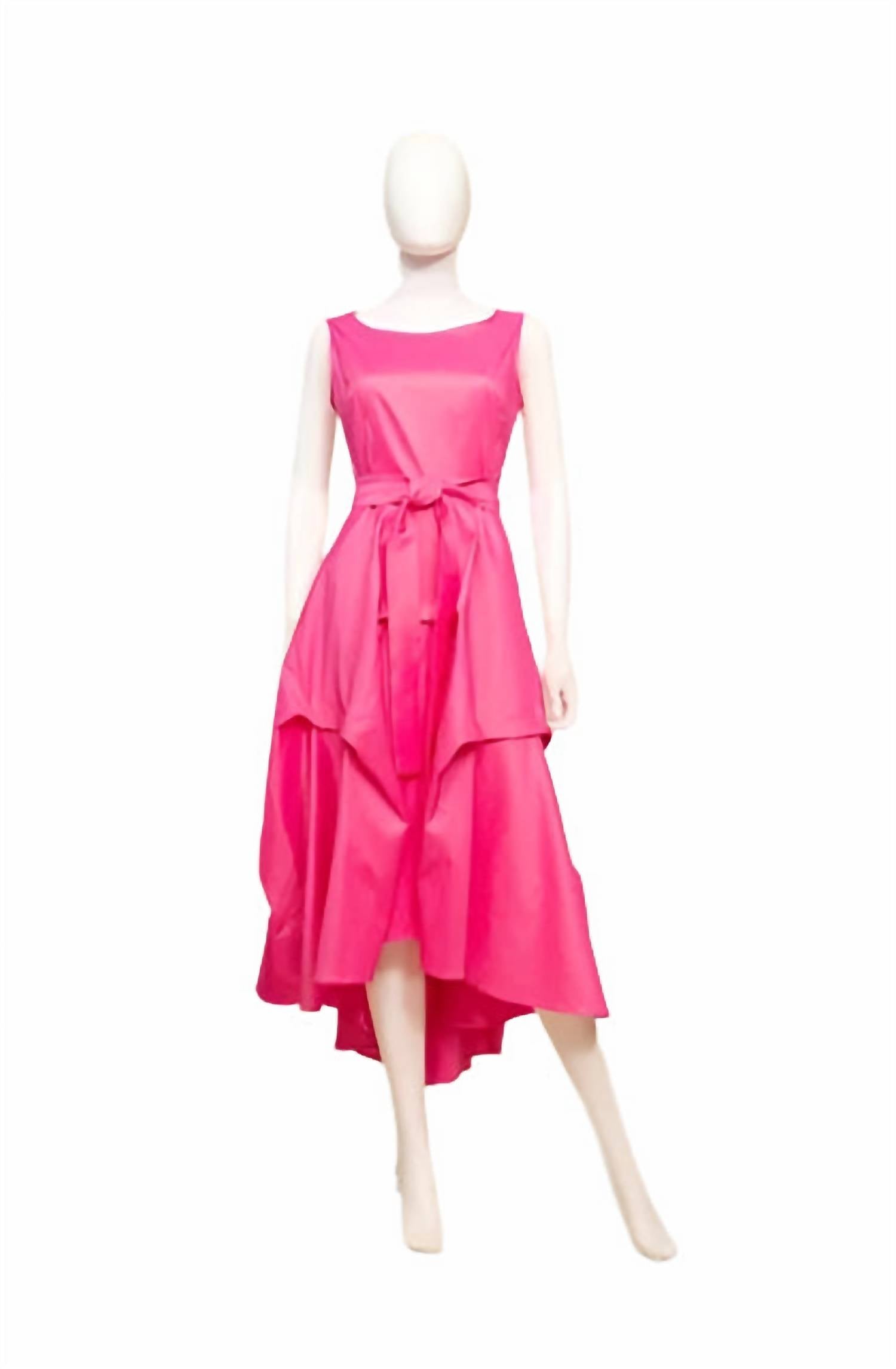 Samuel Dong - Women's Stretch Pleated A-line Dress With Removable Rose Bows