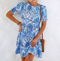 Alicia Printed Short Sleeve Dress