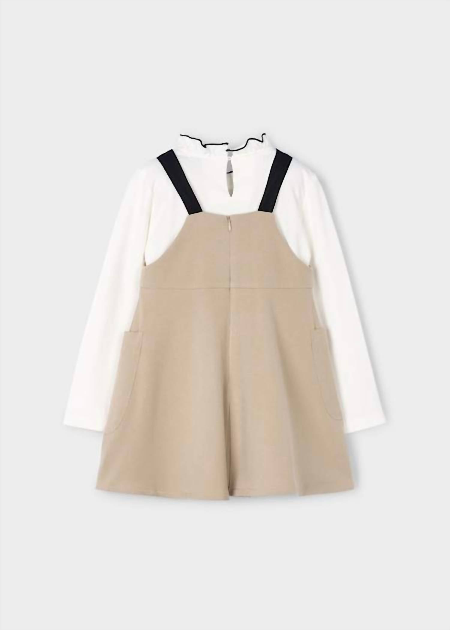 Mayoral Girl's Pinafore Dress Set in beige - kids' dress