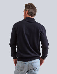 Fioroni Cashmere Men's Cashmere Quarter-zip Sweater in navy - men's sweater - detail view