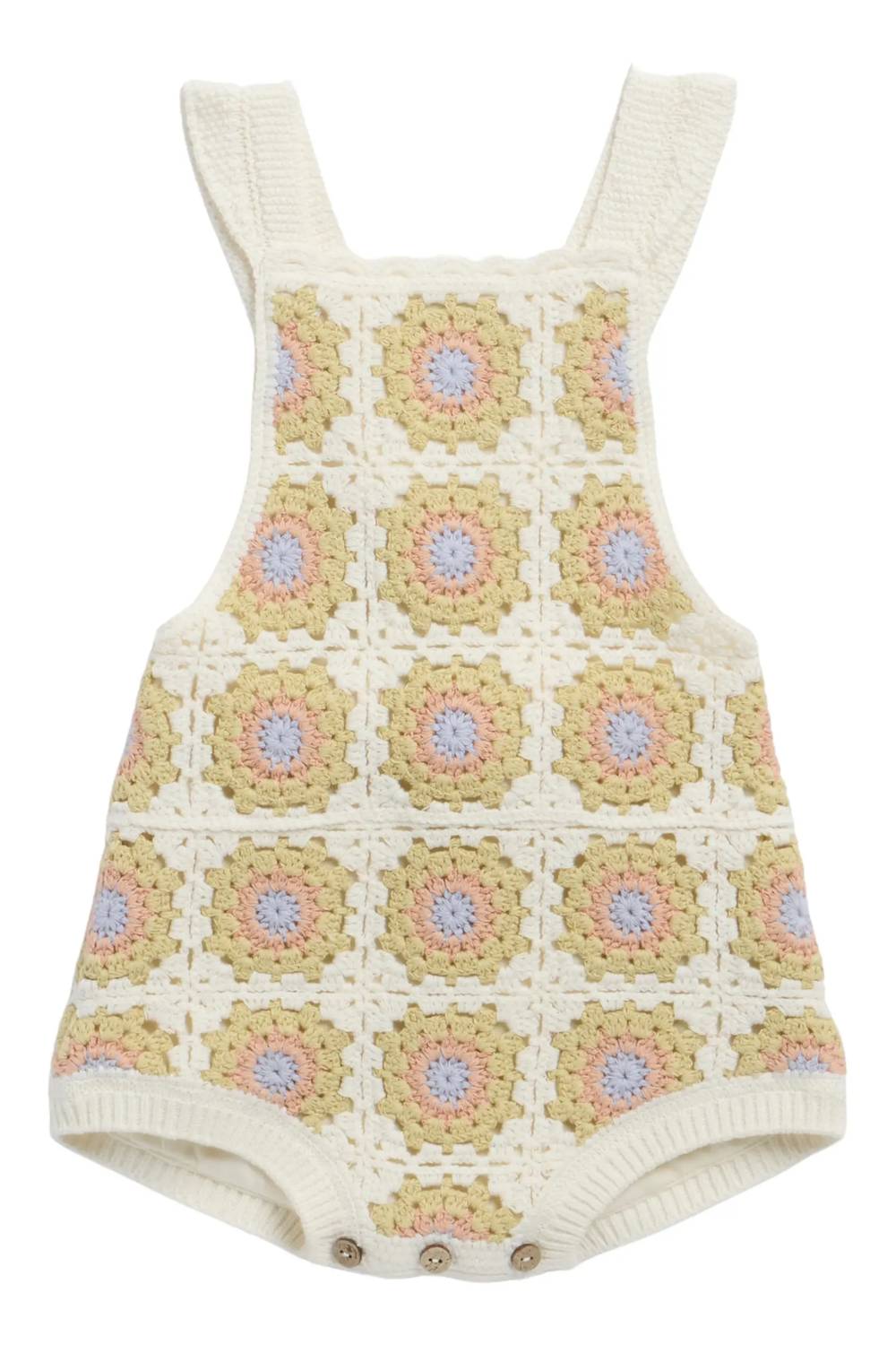 Rylee + Cru - Kid's Citron Daisy Granny Square Romper