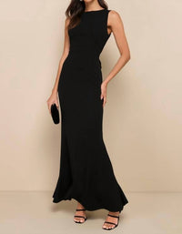 Lulus Women's Exquisite Refinement Bow Ruffled Maxi Dress in black 1 - women's dress