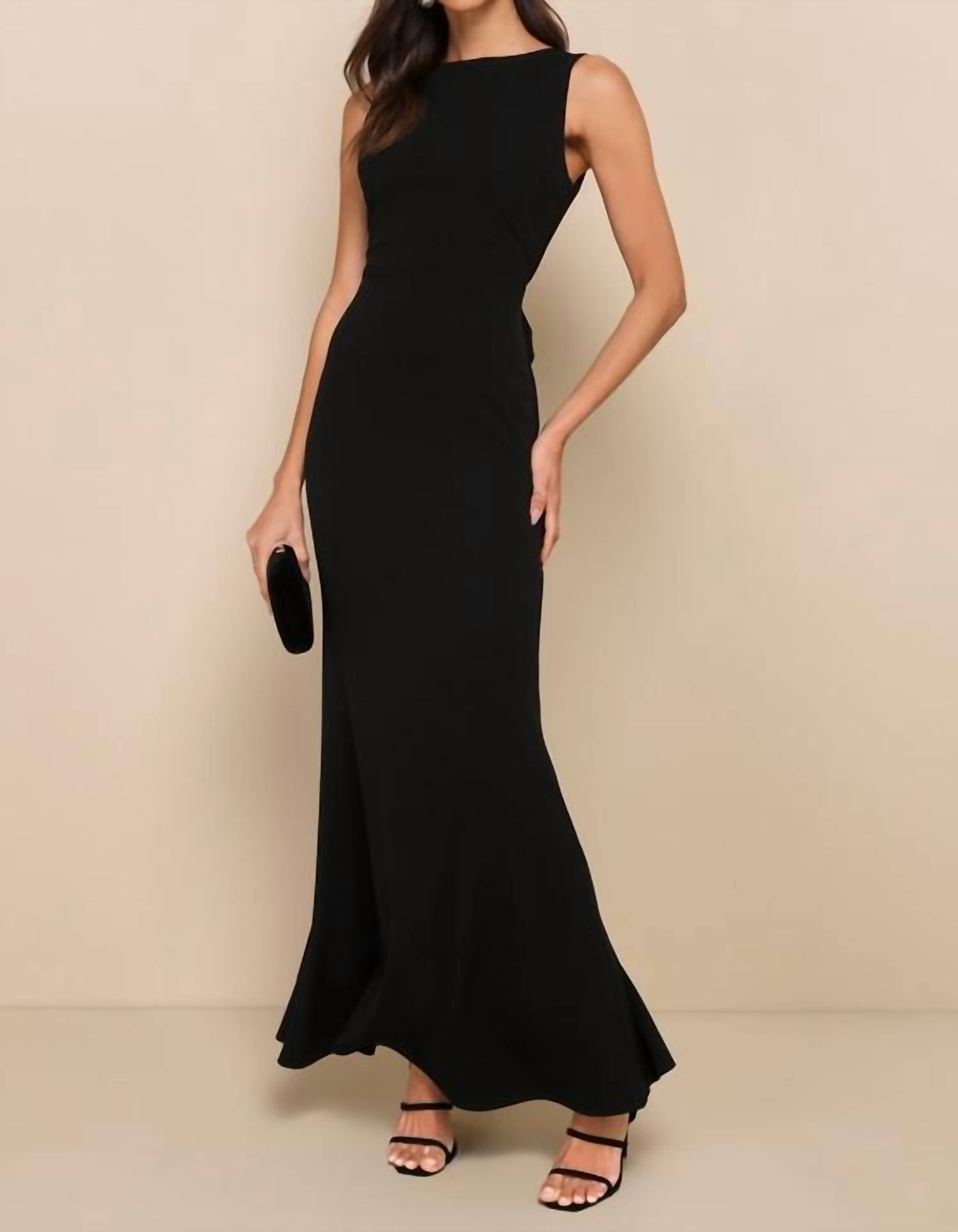 Lulus Women's Exquisite Refinement Bow Ruffled Maxi Dress in black 1 - women's dress