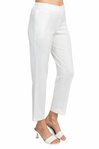 T Tahari - Mid Waist Pull On Ankle Slim Fit Crepe Pant With Pockets