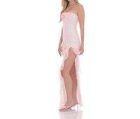 Lucy In The Sky - Tie Dye Mesh Ruffle Slit Maxi Dress