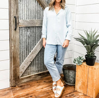 DEAR JOHN DENIM Lolita Button Down Top in straight blue - women's shirt