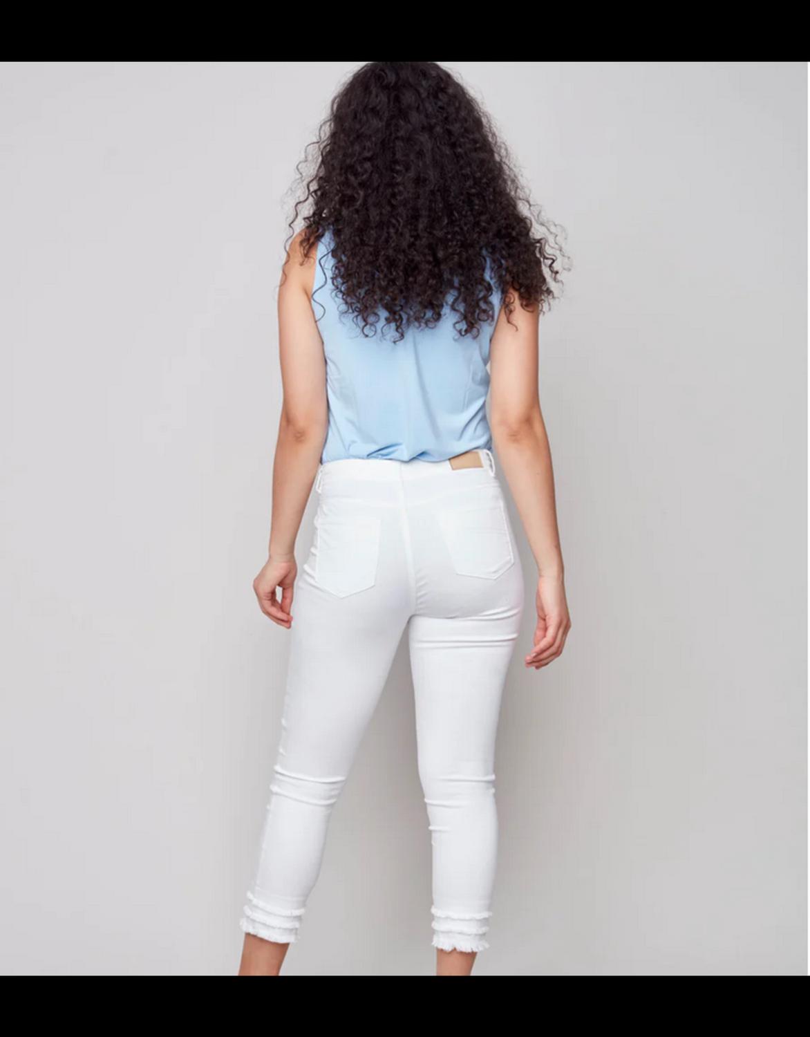 Charlie B - Mid Rise Slim Leg Frayed Hem Ankle Jean