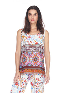 Paparazzi - Rayon Border Print Scoop Neck Tank Top