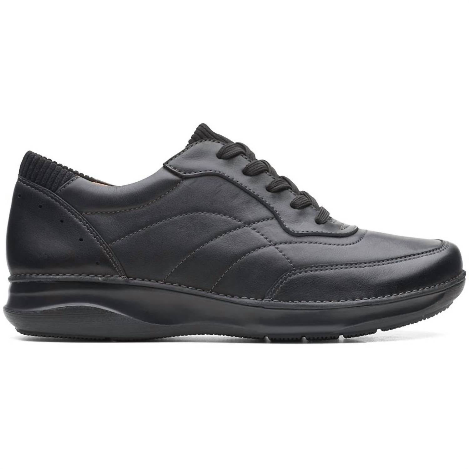 Clarks Women's Appley Tie Oxford in black - women's sneaker - detail view