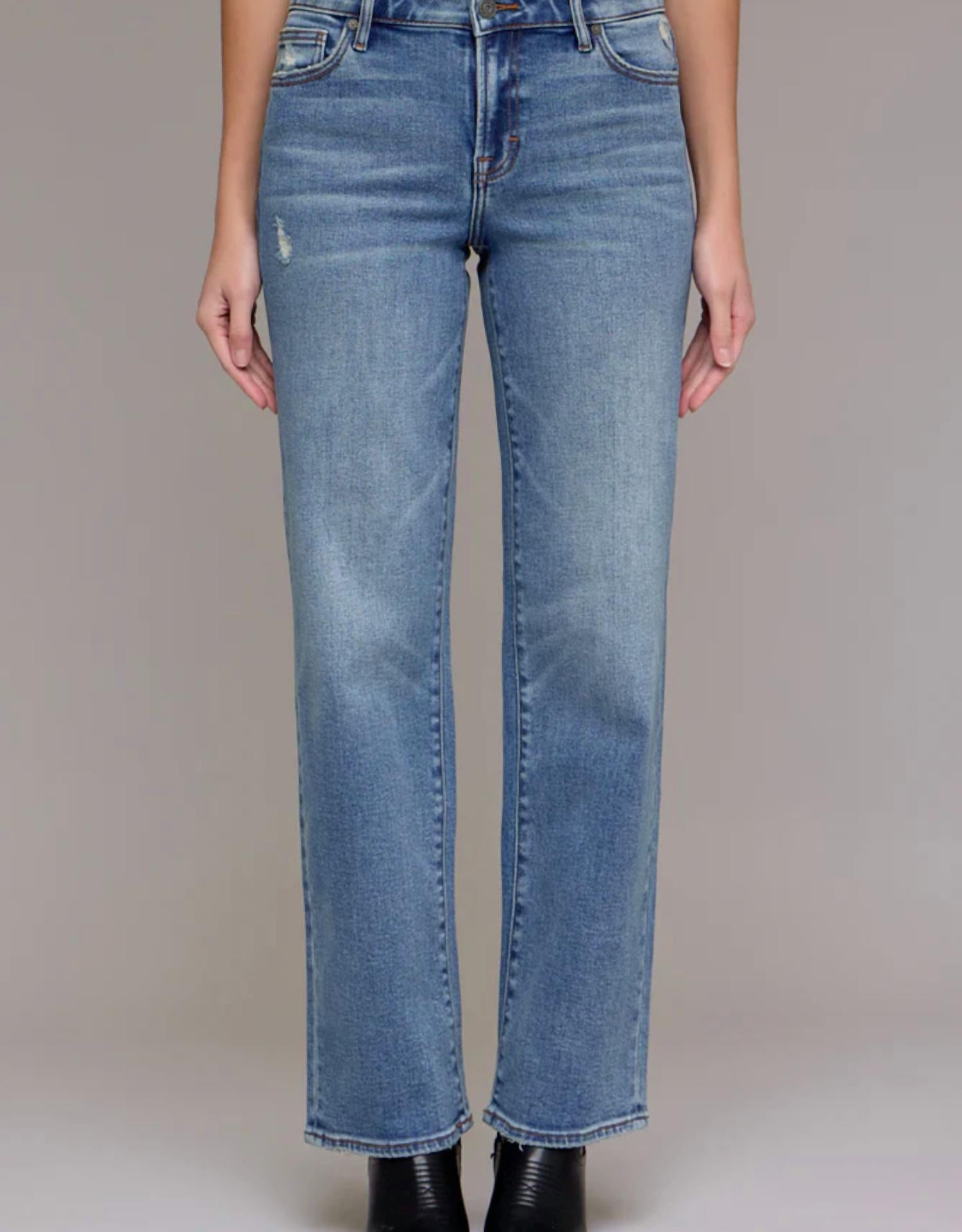 Hidden - Ella Mid Rise Straight Wide Leg Jean