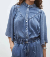 Suncoo - Louise Buttoned Denim Blouse