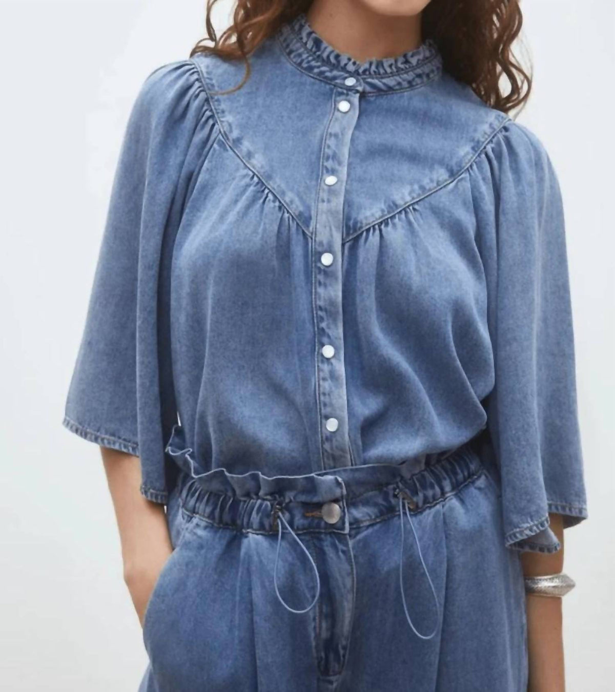 Suncoo - Louise Buttoned Denim Blouse