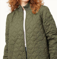 Ilse Jacobsen Padded Quilt Coat in army - women's jacket - alternate view