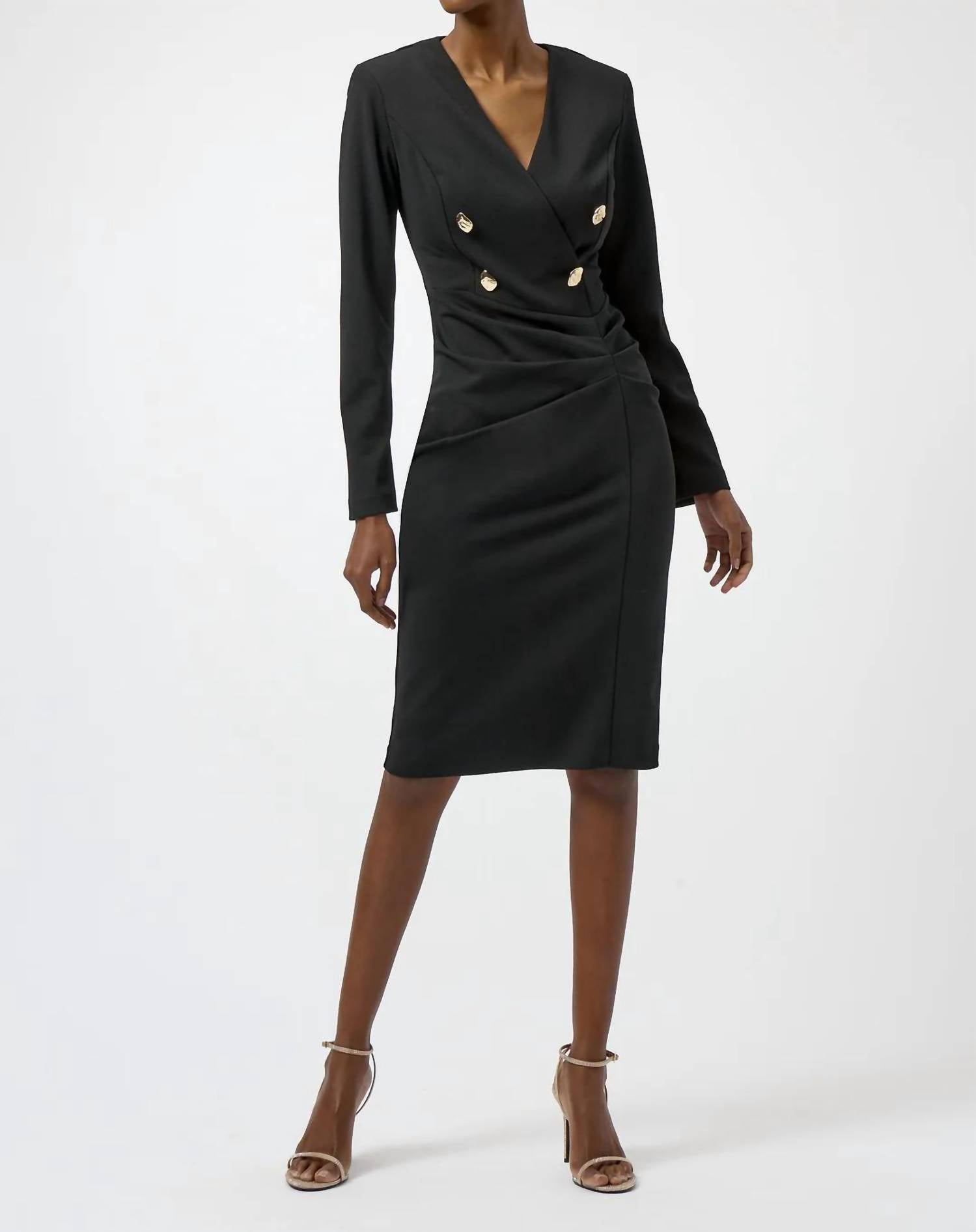 Joseph Ribkoff - Aux Wrap Long Sleeves Midi Sheath Dress