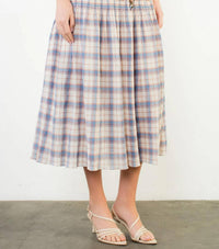 Thml - Smocked Detail Plaid Skirt