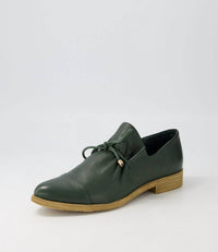 Django & Juliette Women's Kotty Leather Flat Shoes in olive leather - women's flats - detail view