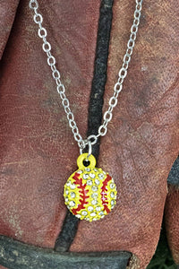 Wholesale Accessory Market - Women's Softball Crystal Pendant Necklace