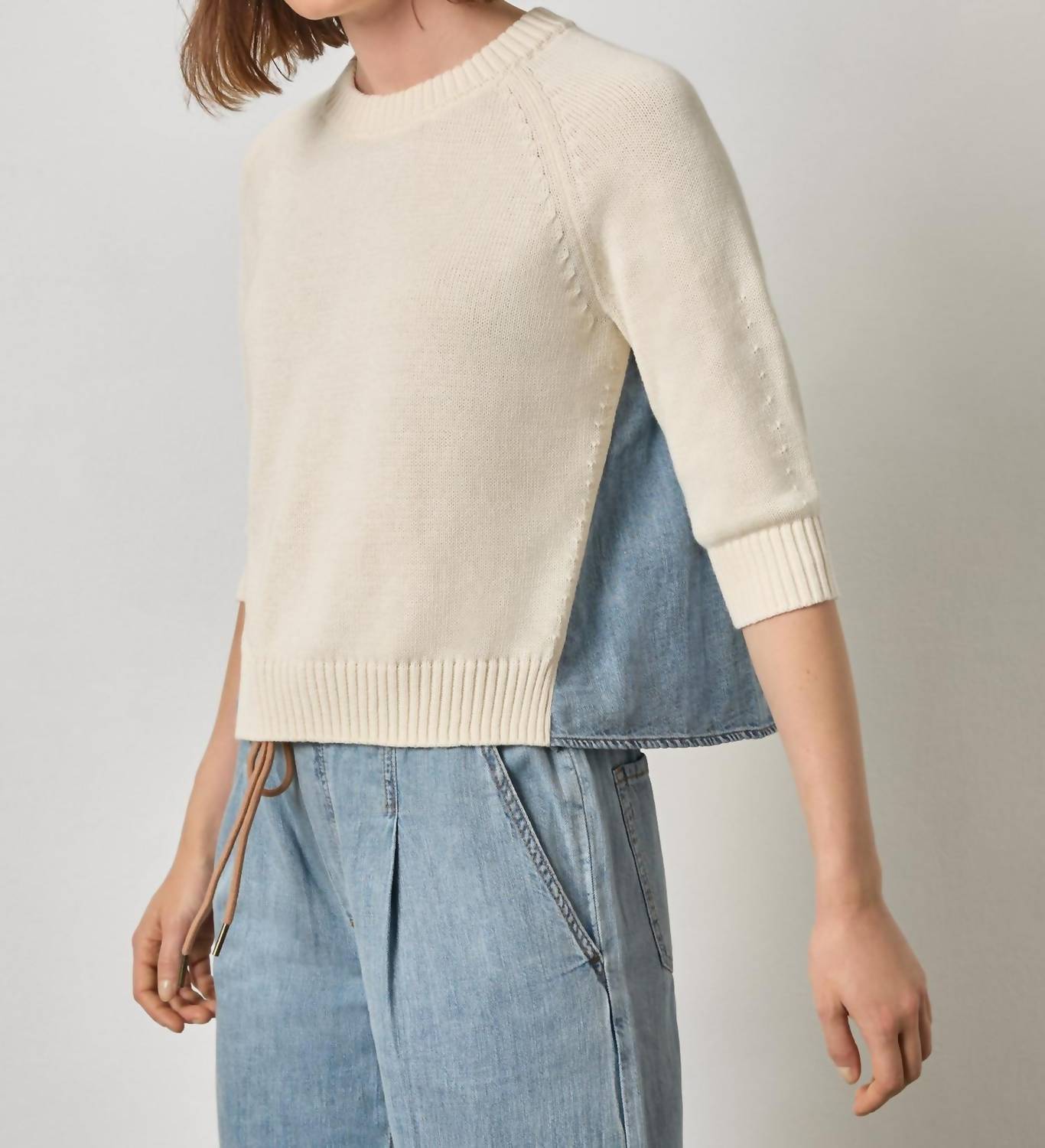Lilla P - Denim Elbow Sleeve Sweater