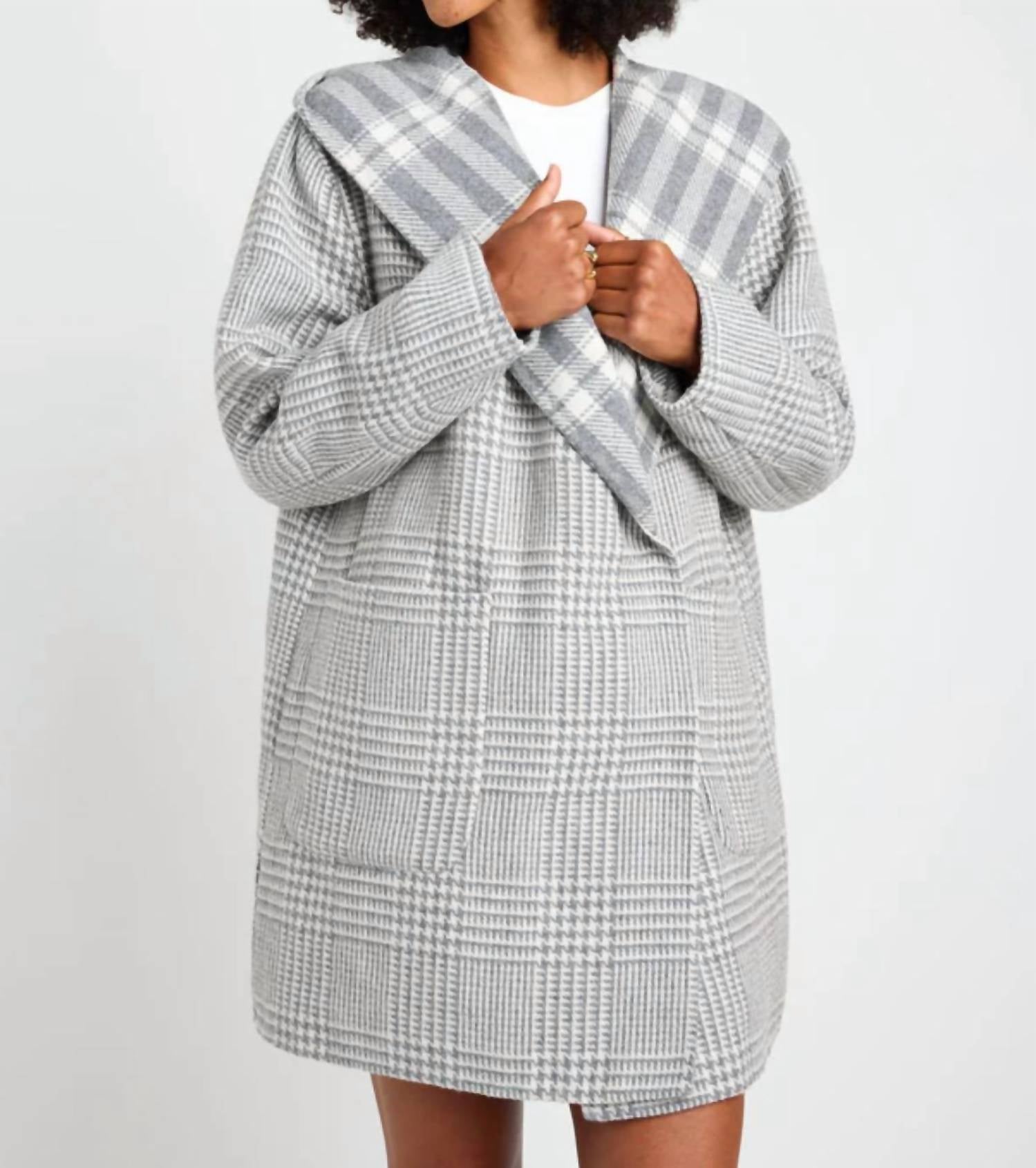 Splendid Eli Reversible Coat in grey check - women's jacket - alternate view