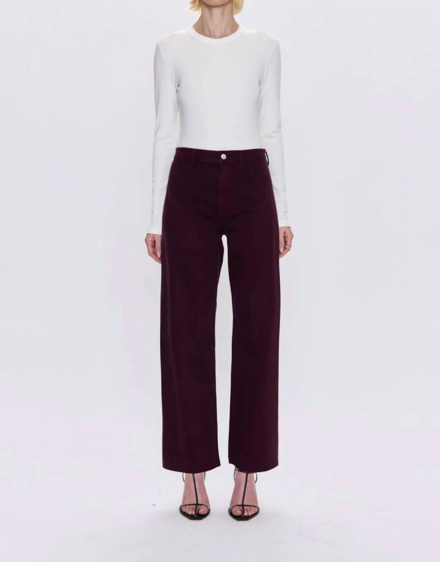 PISTOLA Penny High Rise Wide Leg Jeans in claret 4 - women's jeans