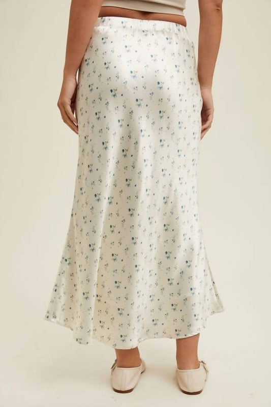 Wishlist - Dainty Floral Satin Midi Skirt