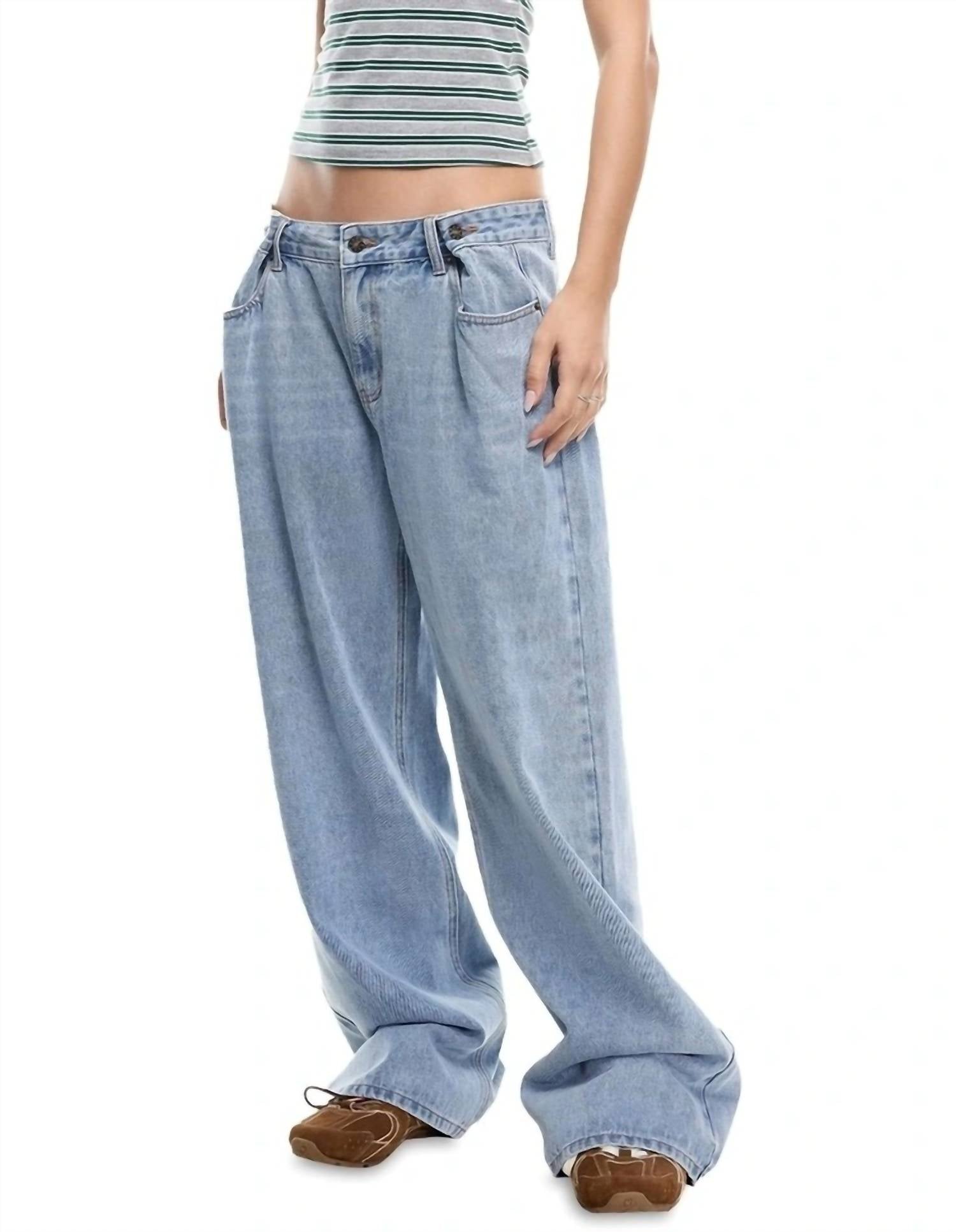 Lioness She's All That Low Rise Wide Denim Jeans in washed blue - women's jeans - alternate view