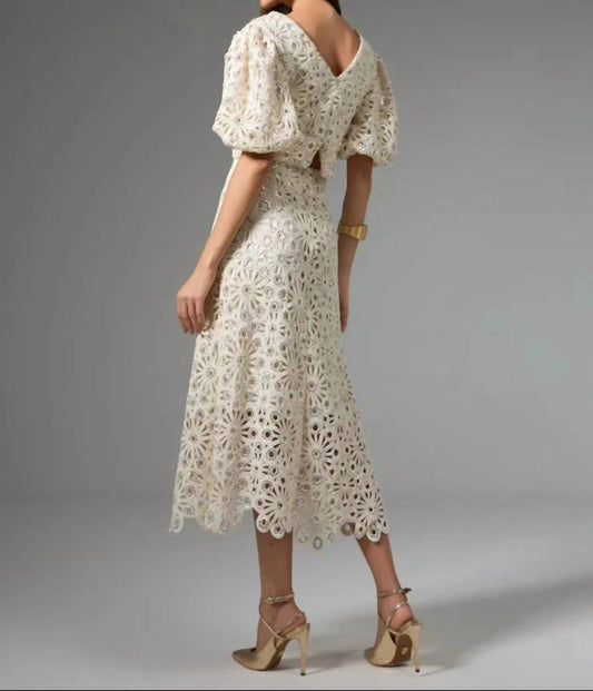 Strass - Crochet Sequin Embroidered Top And Skirt Set