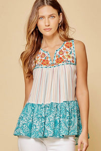 Andree By Unit - Mix Media Embroidered Top