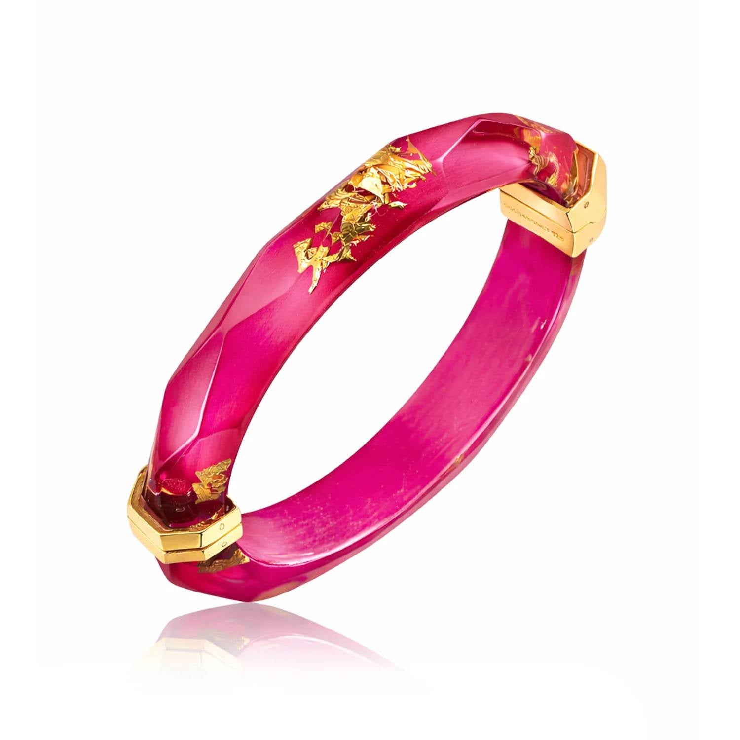 Gold & Honey - Women's Thin Faceted Lucite Bangles
