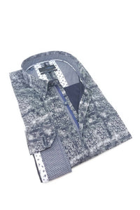 Eight X - Static Print Button Down Shirt With Trim