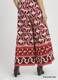 Umgee - Printed Wide Leg Skirt Pants