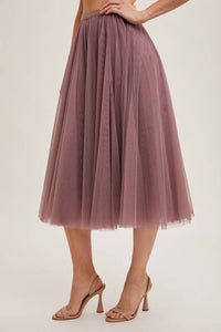 BluIvy Tulle Midi Skirt in mauve - women's skirt - detail view