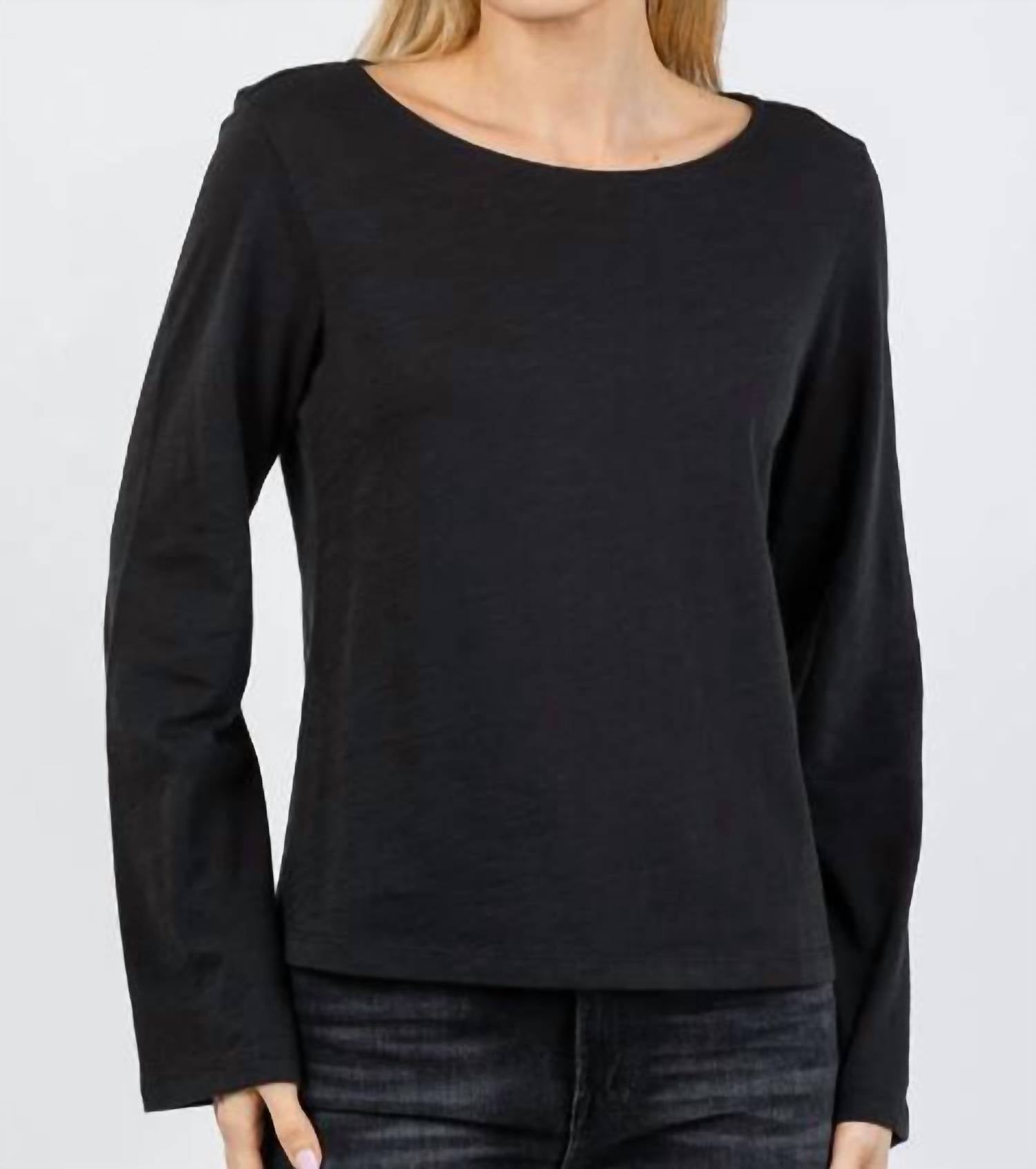 Nation LTD Tavin Tie Back Long Sleeve Top in jet black - women's long sleeve top