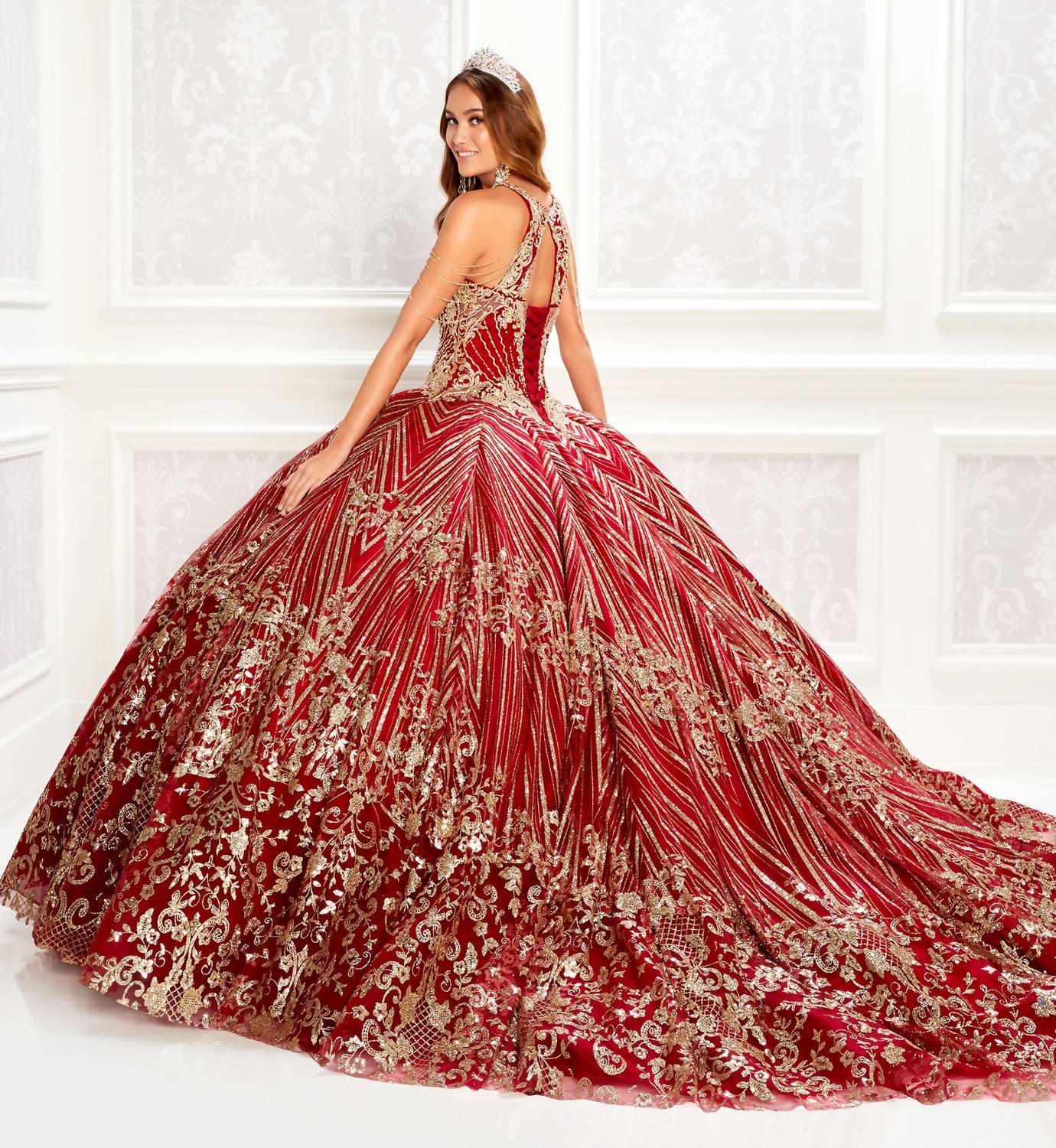 Princesa By Ariana Vara - Pleated Skirt Halter Neck Quince Gown
