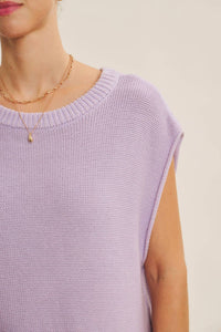 In February Vida Knit Top in lilac - women's blouse - detail view