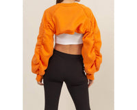 Hyfve - Ruched French Terry Bolero Bomber Jacket