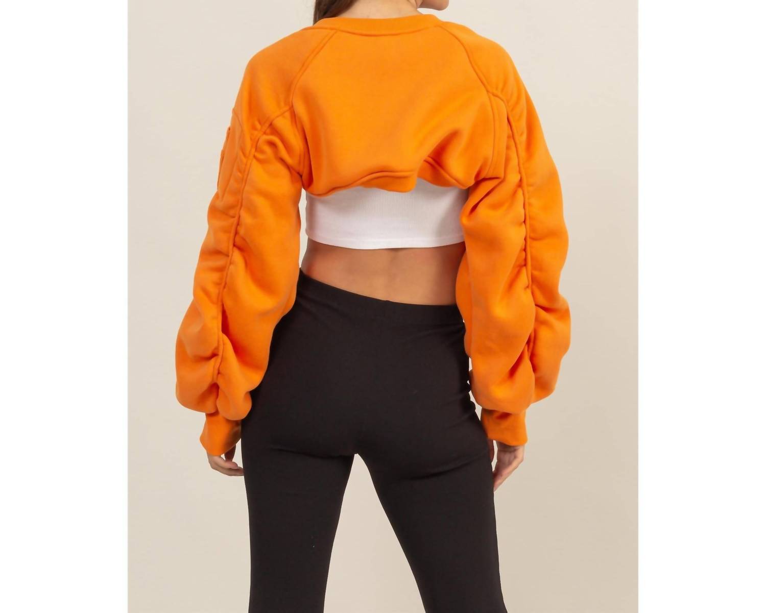 Hyfve - Ruched French Terry Bolero Bomber Jacket