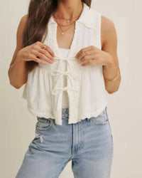In February - Persian Summer Delicate Pointelle Knit Vest