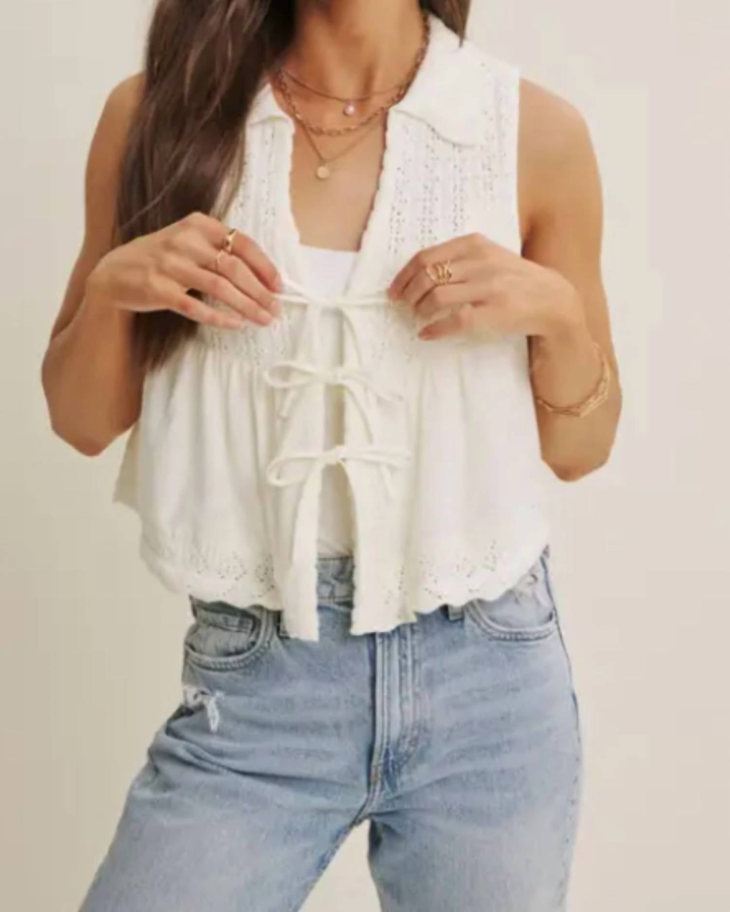 In February - Persian Summer Delicate Pointelle Knit Vest
