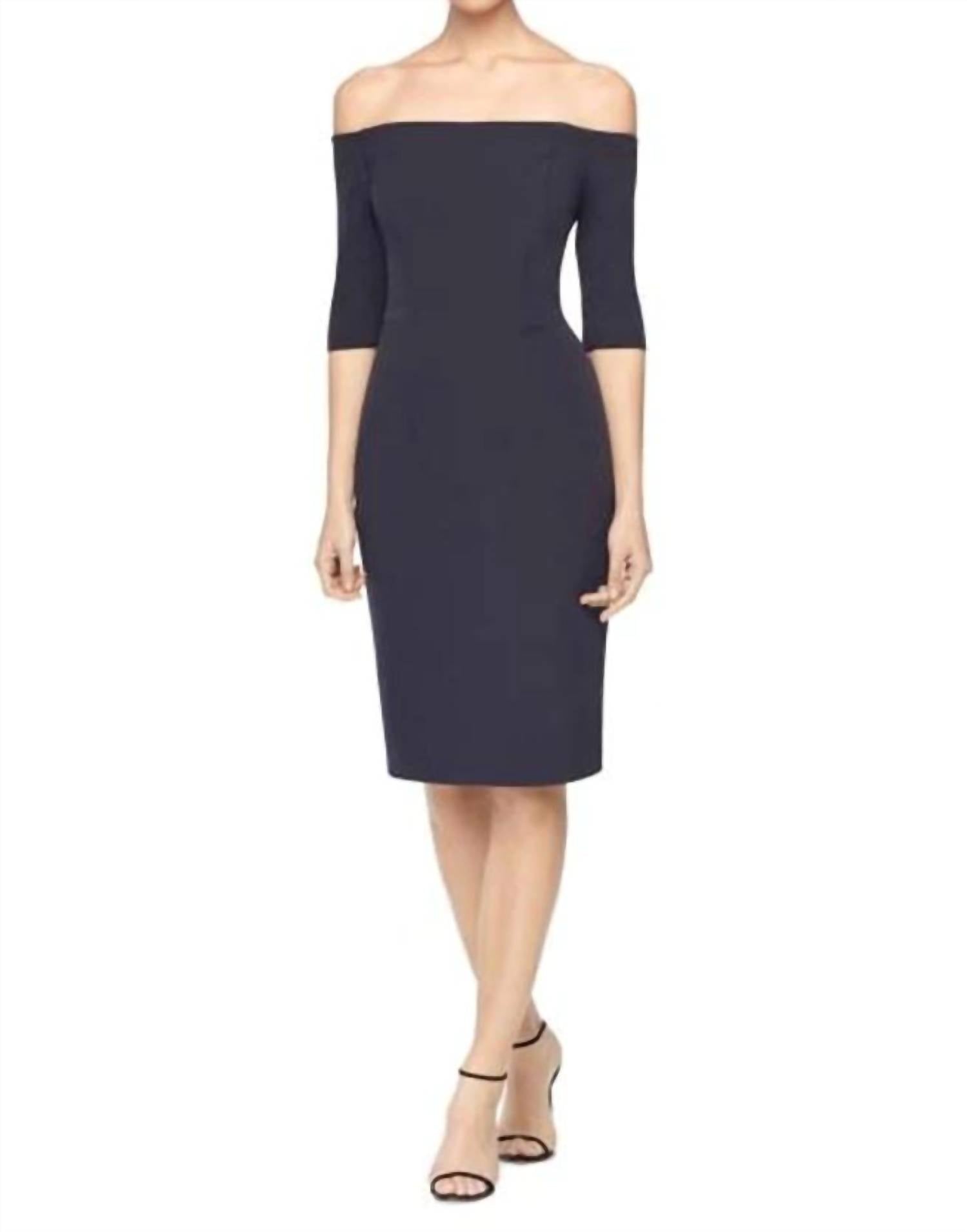 Milly - Slim Off Shoulder Black Sheath Dress