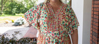 GiGiO Smocked V Neck Mini Dress in orange blossom - women's dress - alternate view