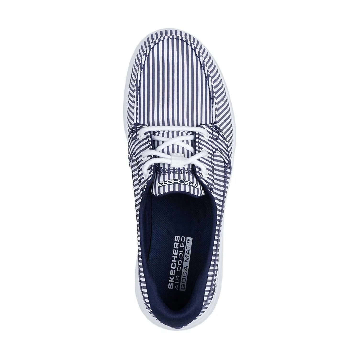 Skechers Women's On The Go Flex Shoes in navy white - women's flats - detail view