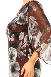 Connected Apparel - Floral Split-sleeve Sheath Dress