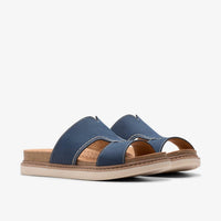 Clarks Women's Arwell Walk Sandal in navy nubuck - women's sandal - detail view