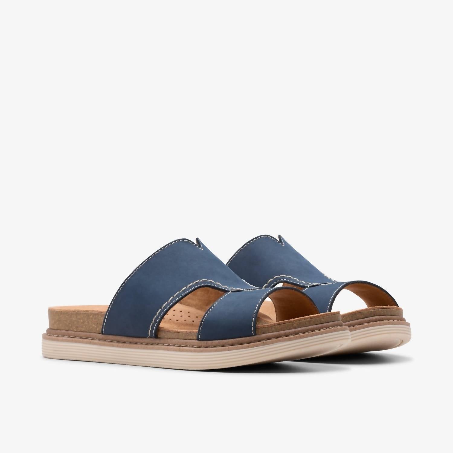 Clarks Women's Arwell Walk Sandal in navy nubuck - women's sandal - detail view