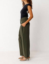 SKFK Esti Trouser in basil green - women's pants - detail view