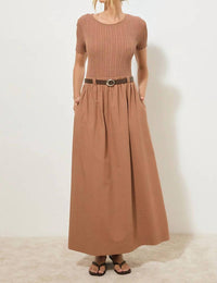 Mon Renn - Eternal Knit Combo Maxi Dress