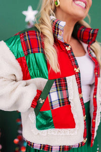 Brianna Cannon - Tartan Plaid Patchwork Sherpa Jacket
