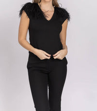 Emily Shalant - Feather Shoulder Luxe Jersey Top