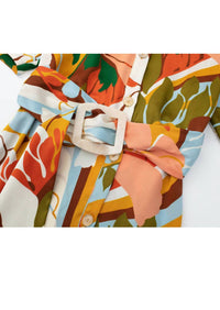 Pink Ripple - Abstract Print Midi Shirt Dress